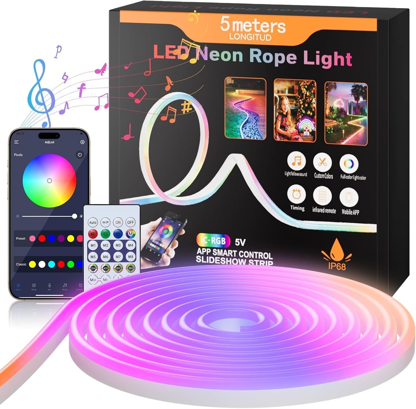 🌈 NeoLight™ RGB – La Bande LED Néon 5M qui Sublime Votre Espace 🇧🇯